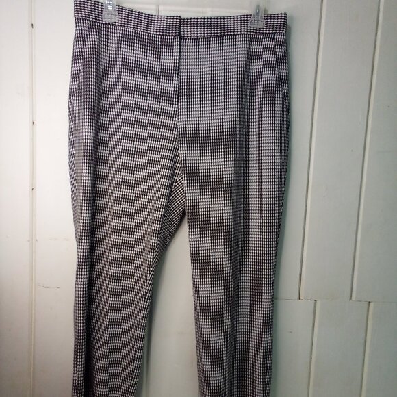 Preston & York Pants Women 14 Casual Pockets Houndstooth Pattern Black White - Picture 1 of 14